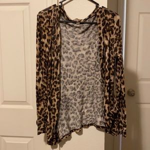 Leopard long sleeve cardigan with pockets 🐆